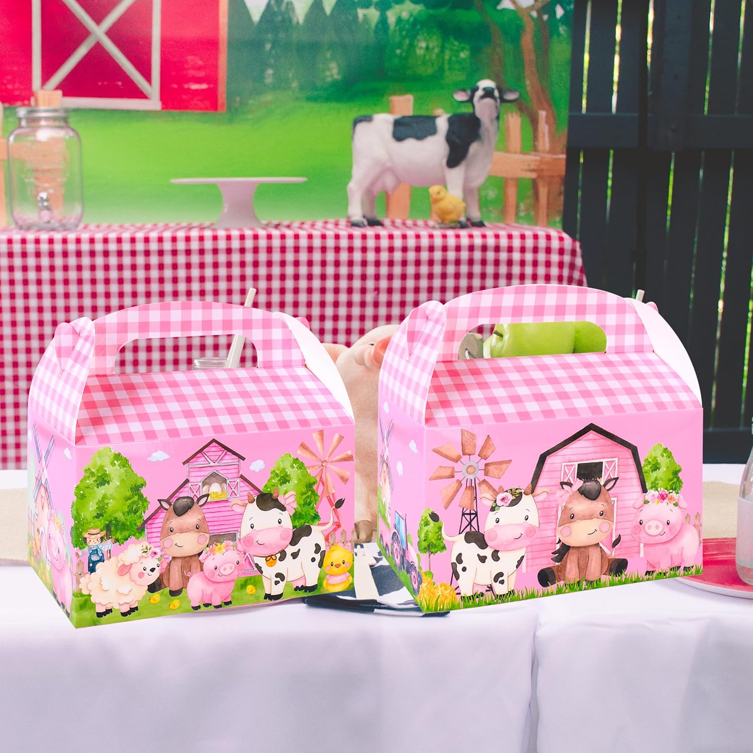 24Pcs Farm Animals Gable Boxes Party Favors