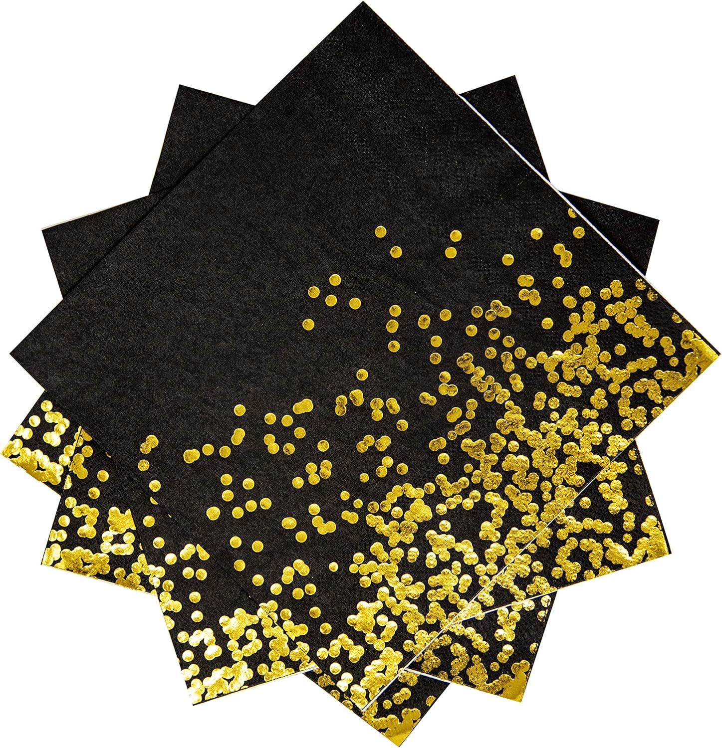 Black and Gold Confetti Napkins 50 Pack 3-Ply