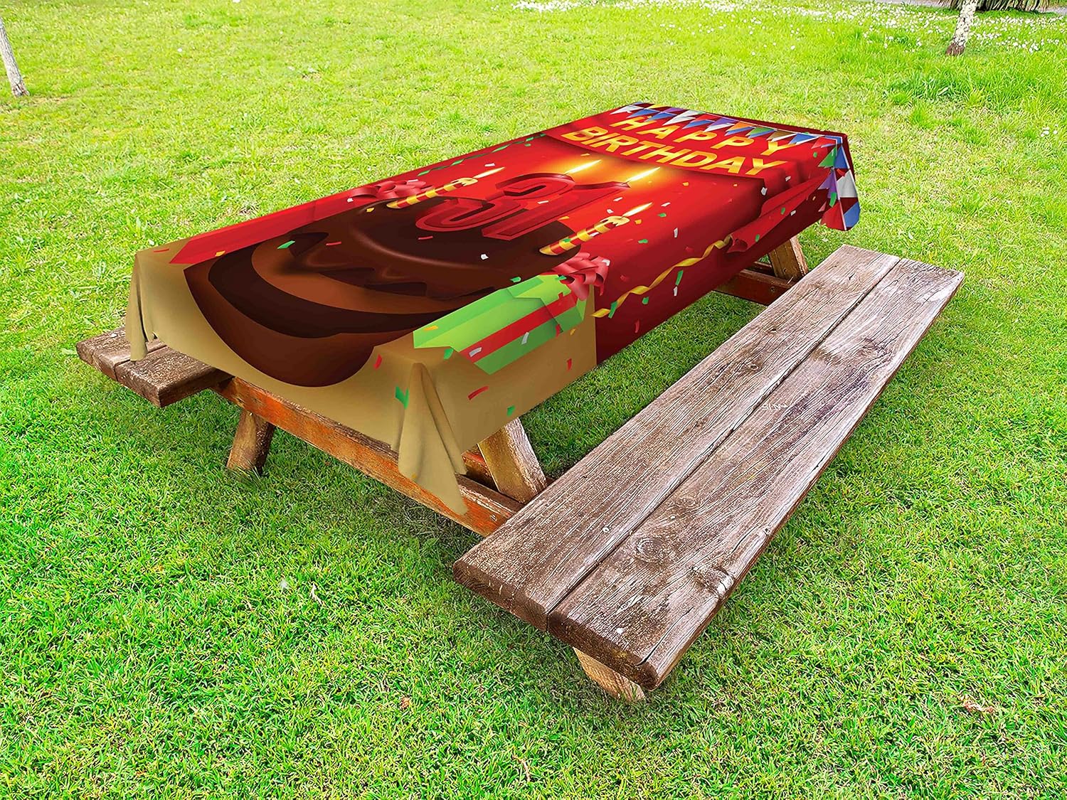 Ambesonne 31st Birthday Tablecloth Set for Outdoor and Indoor Use